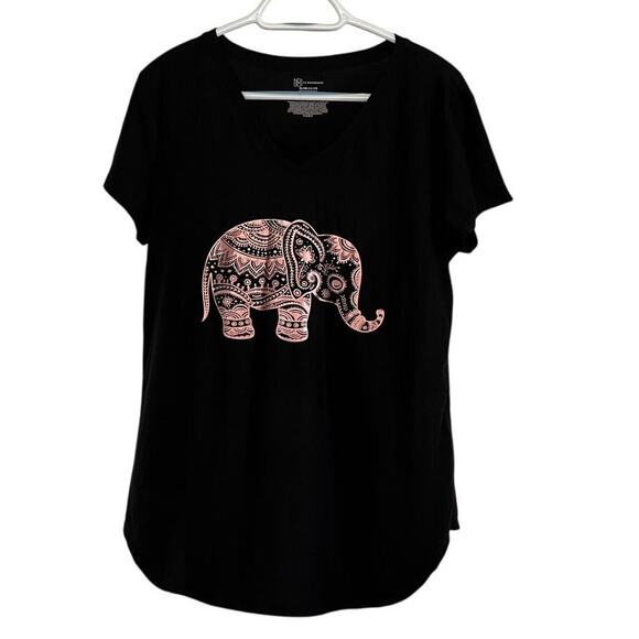 No Boundaries Elephant Graphic Tee XL Juniors (15-17) Black Boho V-Neck - Picture 1 of 6